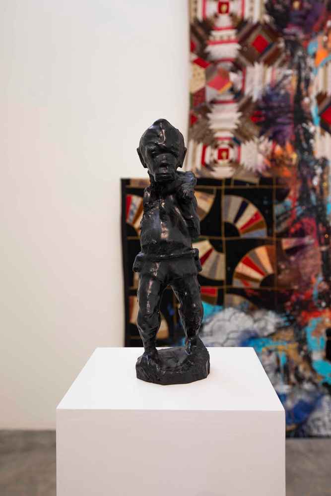 Sanford Biggers, BAM (For Terence), 2016, Bronze with black patina, HD video (35 seconds), 14 1/2 x 4 1/2 x 4 1/2 inches, Courtesy of the artist and Monique Meloche Gallery, Chicago
