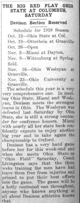 Newspaper clipping - The Big Red Play Ohio State at Columbus, Saturday