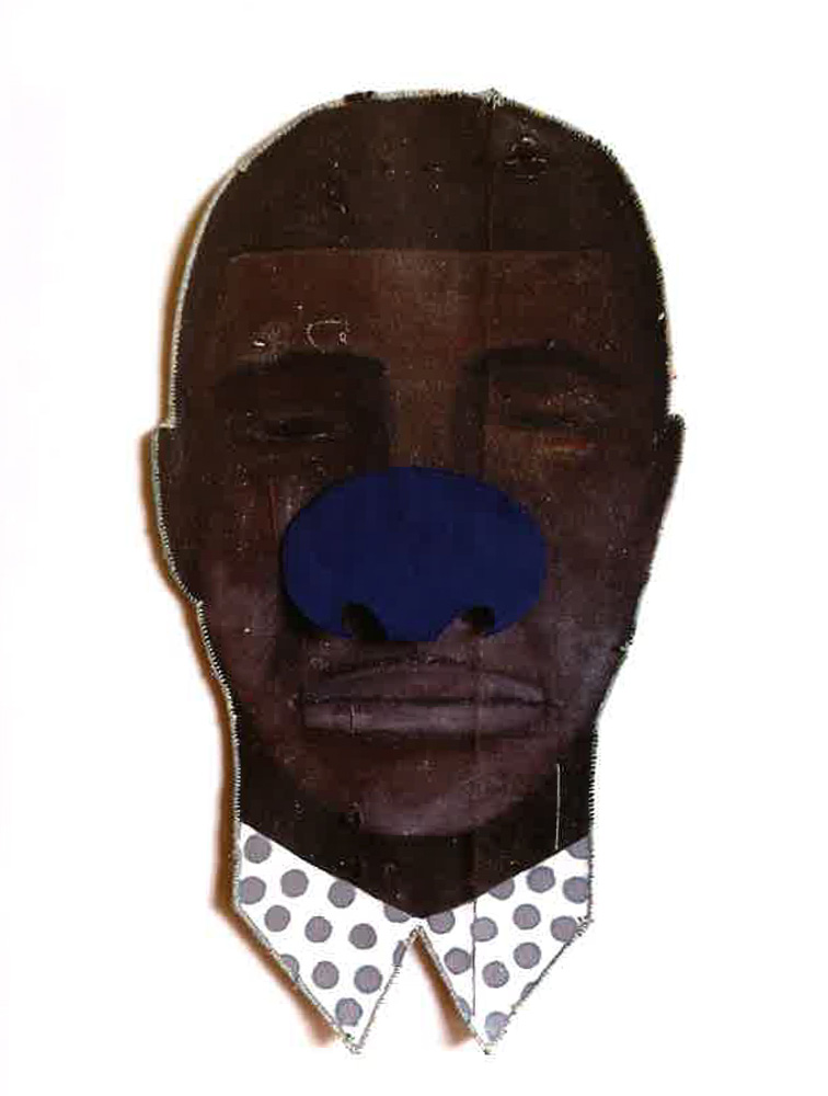Alicia Henry, Untitled (Blue Nose, Male), 2015, Mixed Media, 32x17in, Courtesy of Hedy Fischer and Randy Shull