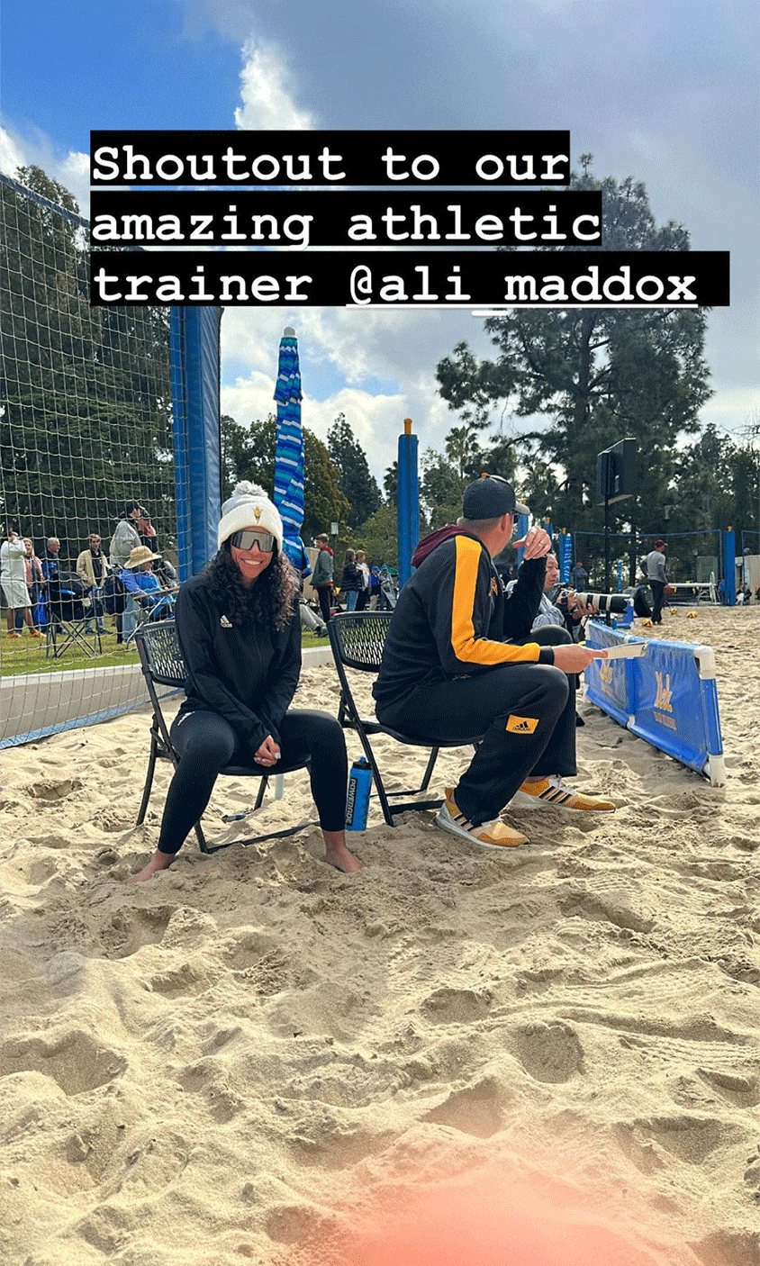 Maddox at a beach volleyball tournament 