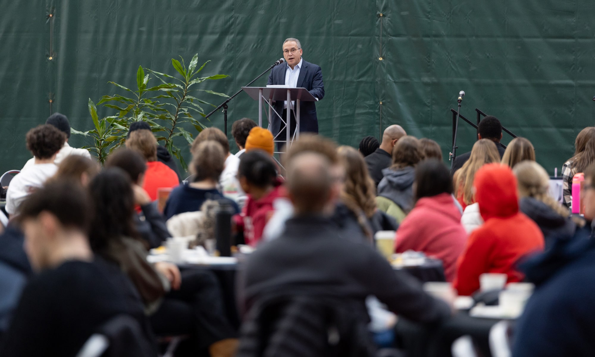 President Adam Weinberg shares his thoughts during the MLK brunch. 