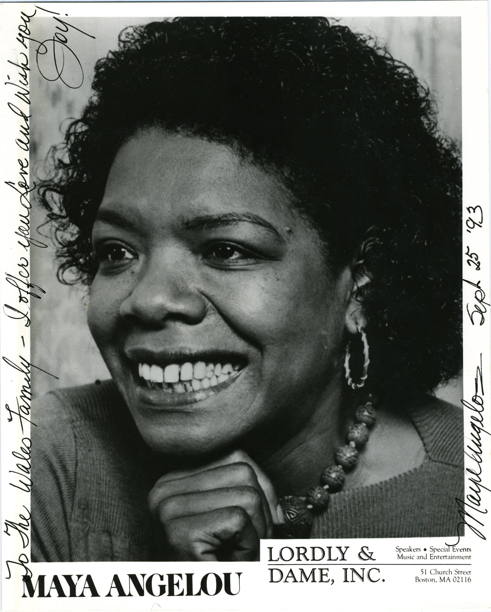 Autographed photo of Maya Angelou