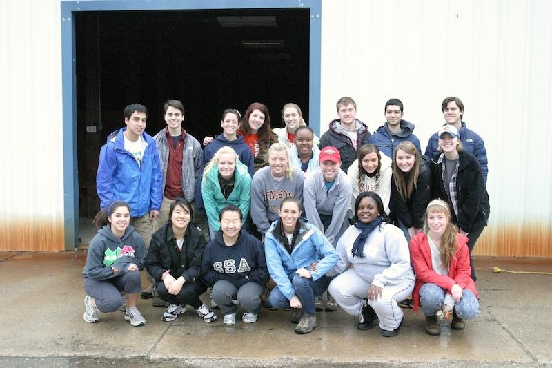 Tori Couch ’13 , middle row, second from the right, during a Habitat for Humanity Winter Break trip in 2012.