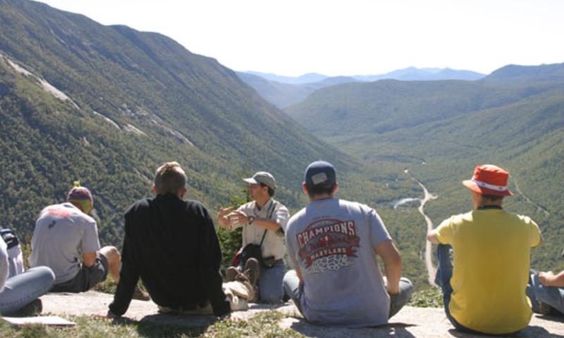 Dr. Hawkins explaining the plutons, Crawford Notch