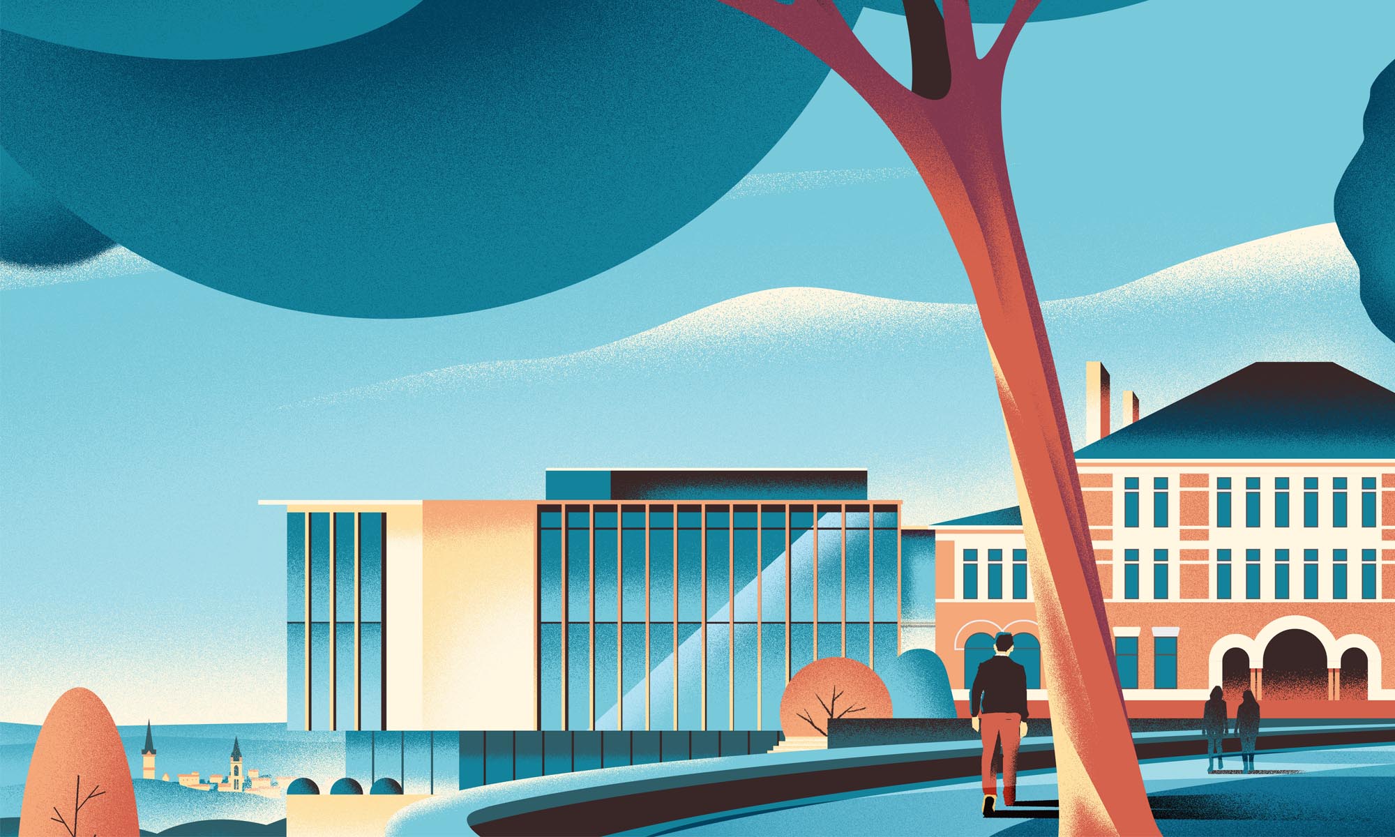 Illustrator Clément Barbé’s visualization of the Doane project depicts a vibrant future on A-Quad.