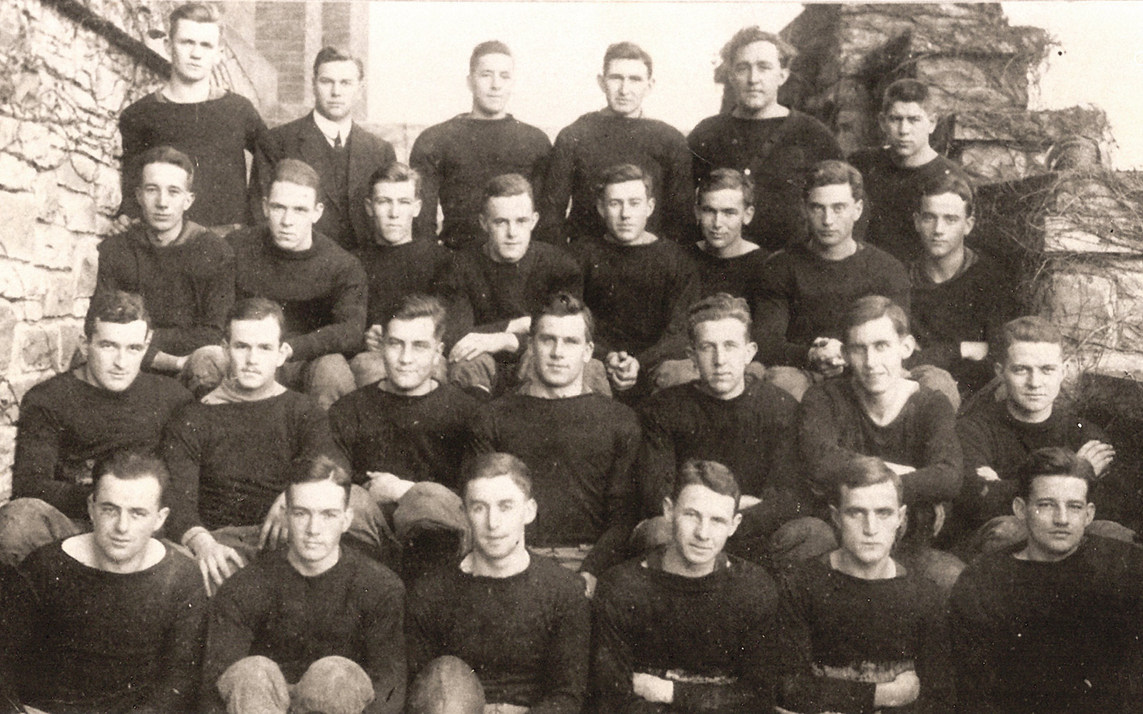 Denison’s 1912 football team used the forward pass as on offensive strategy for the first time in a game against Otterbein on Oct. 26, 1912. Denison won, 60–3, and didn’t lose another game all season.
