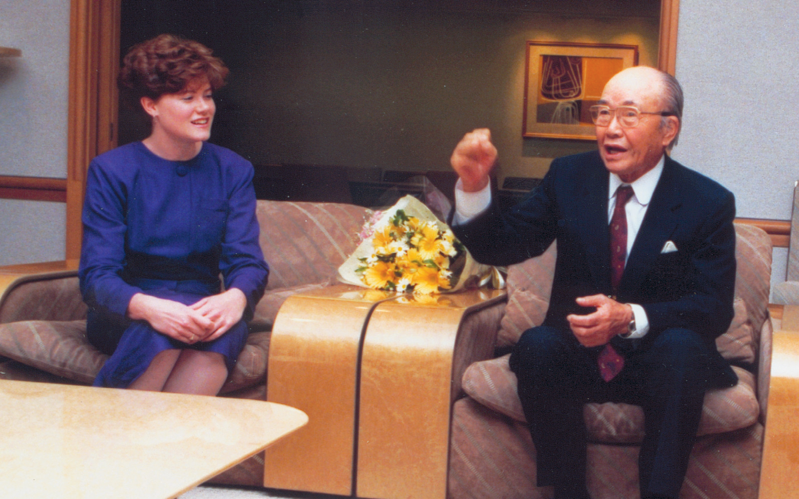 Kriska chats with Mr. Honda, in the post-polyester days.