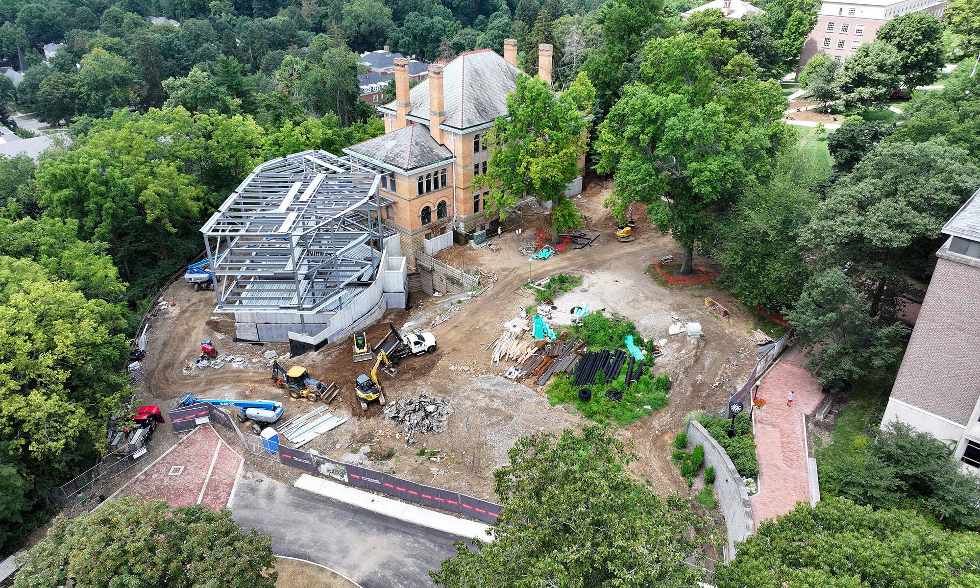 Aerial view of Knobel Hall construction site.