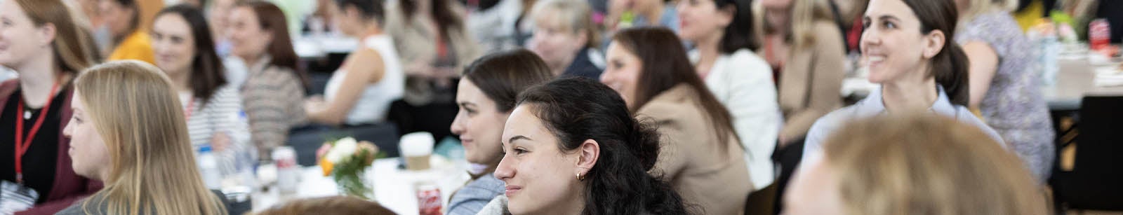 A group of students attending a series lecture.