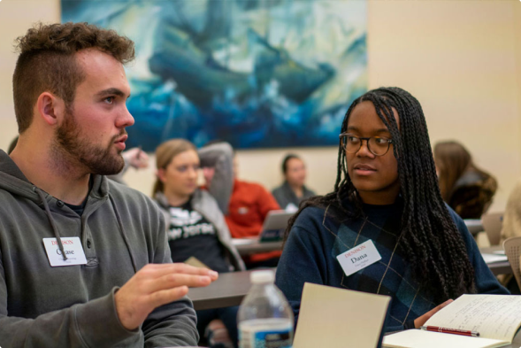 Students talking at Career event