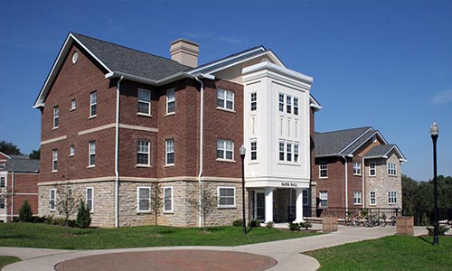 A photo of Hayes Hall in the spring