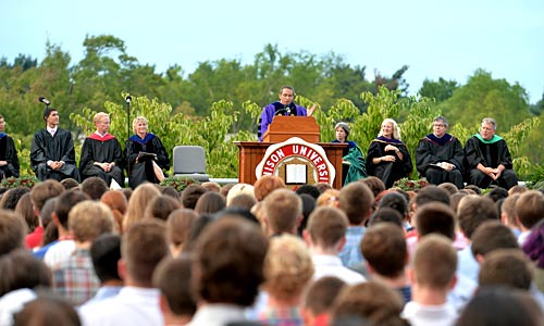 A photo of Denison's First-Year Induction Ceremony