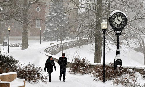 A photo of Chapel Walk during a snowstorm