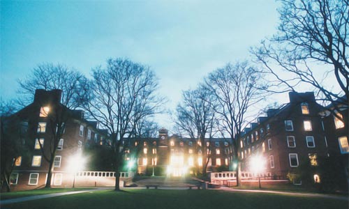 The East Residential Quad at night