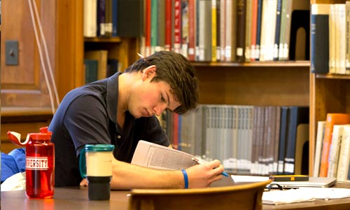 A student stdies in William Howard Doane Library