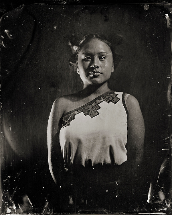 Will Wilson, Insurgent Hopi Maiden, Melissa Pochoema, Citizen of the Hopi Tribe, 2015, printed 2019, Archival pigment print from wet plate collodion scan, 50 x 40 in. Art Bridges.