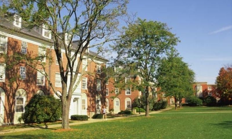 Residence hall in spring