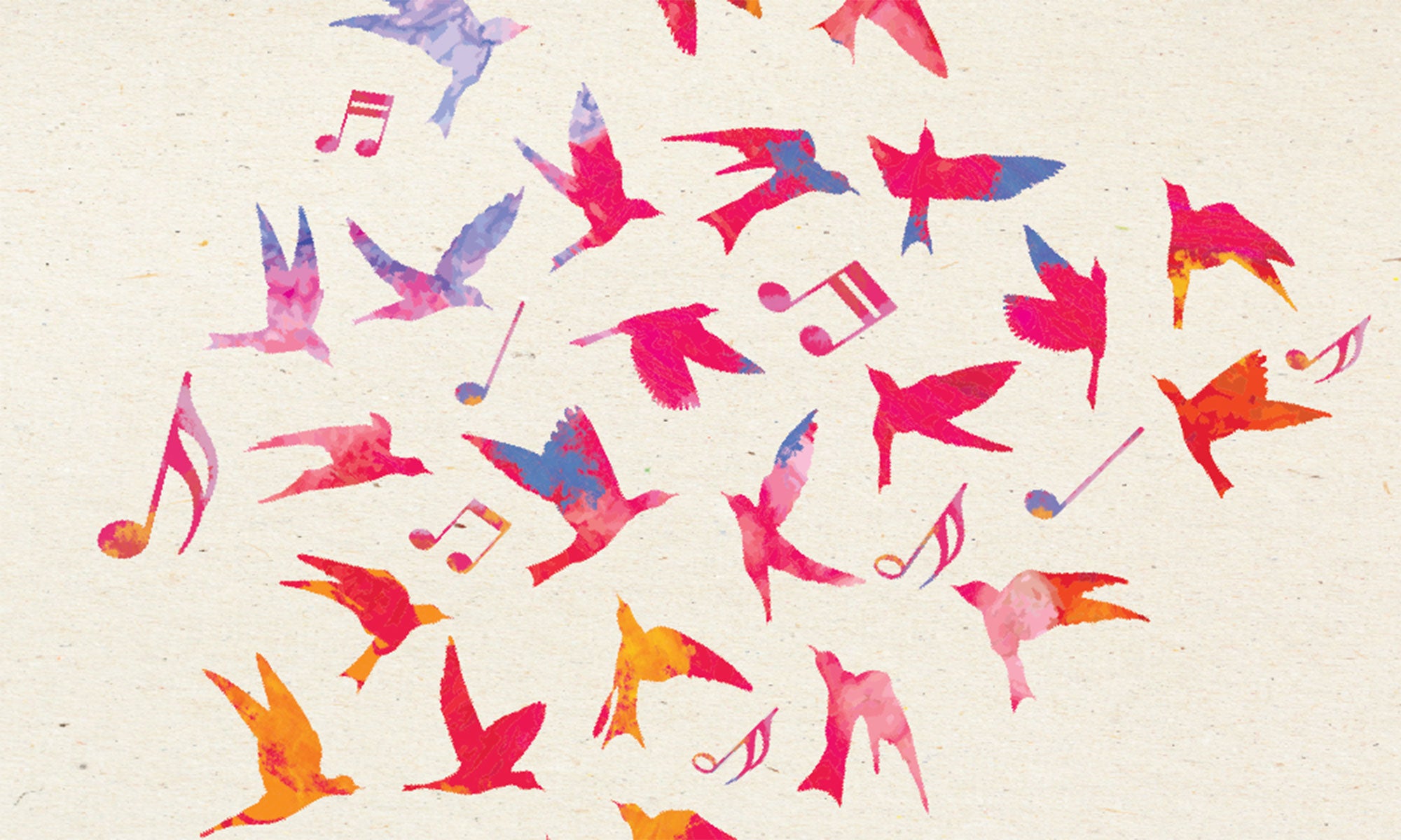 Image of music notes and birds