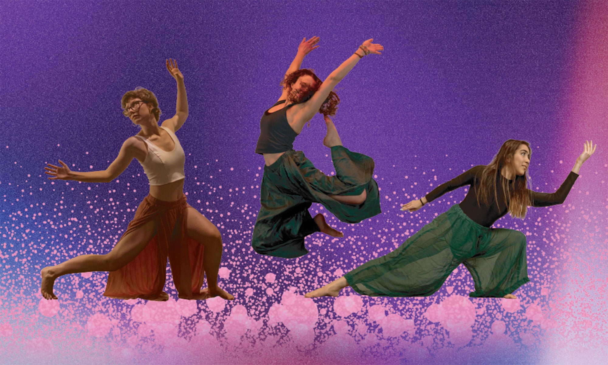 three senior dance majors dancing