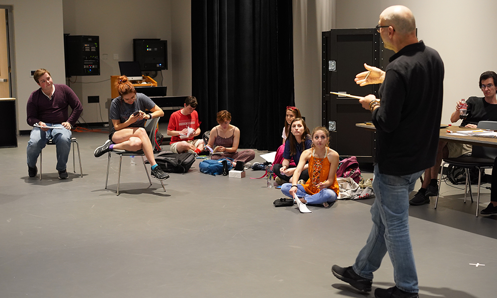Students rehearsing with Mark Bryan in the Large Rehearsal Space