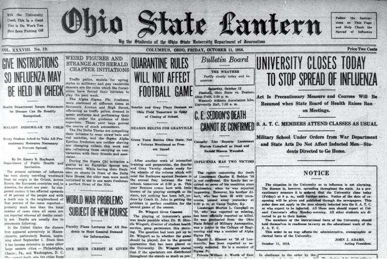Newspaper frontpage - Ohio State Lantern