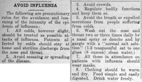Newspaper clipping - Avoid Influenza