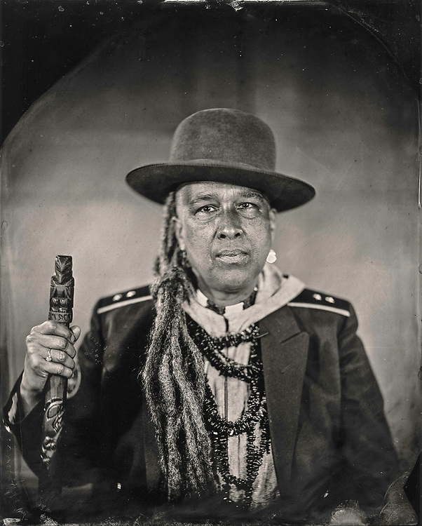 Will Wilson, Storme Webber, Artist/Poet, Sugpiaq/Black/Choctaw, 2018, Archival pigment print from wet plate collodion scan, 22 x 17 in. Art Bridges.