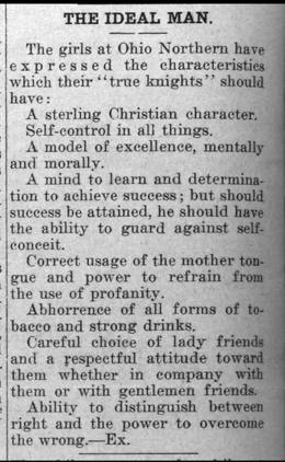 Newspaper clipping: "The Ideal Man"