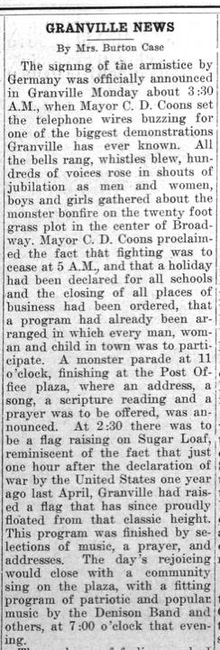 Newspaper clipping: "Granville News"