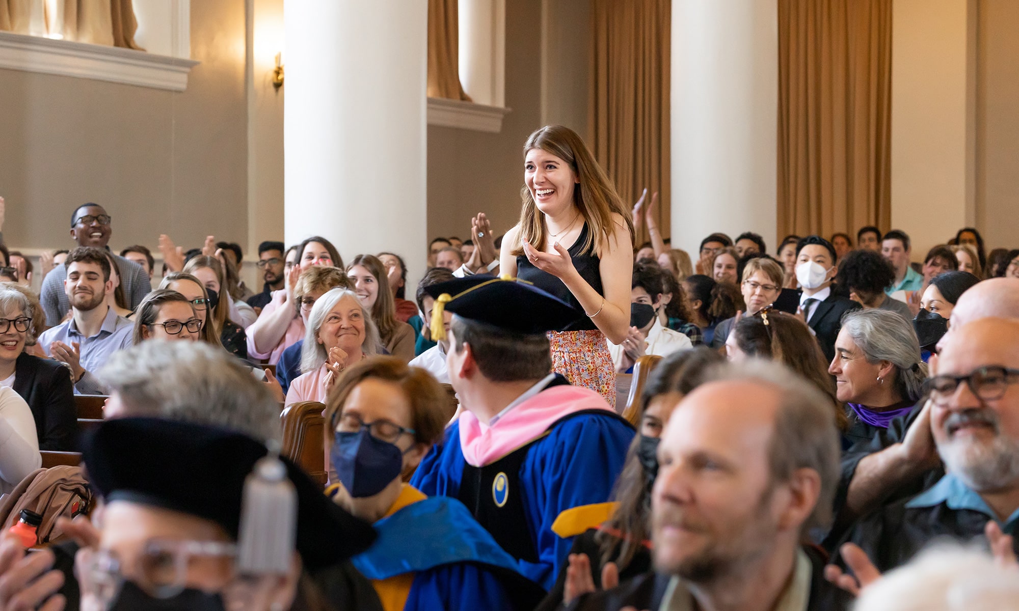 Hannah Gilson ’22 reacts to hearing her name called as a President’s Medal recipient.