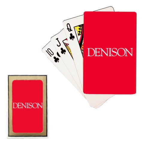 Deck of cards with "denison" on back