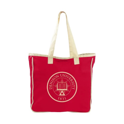 red tote with denison seal