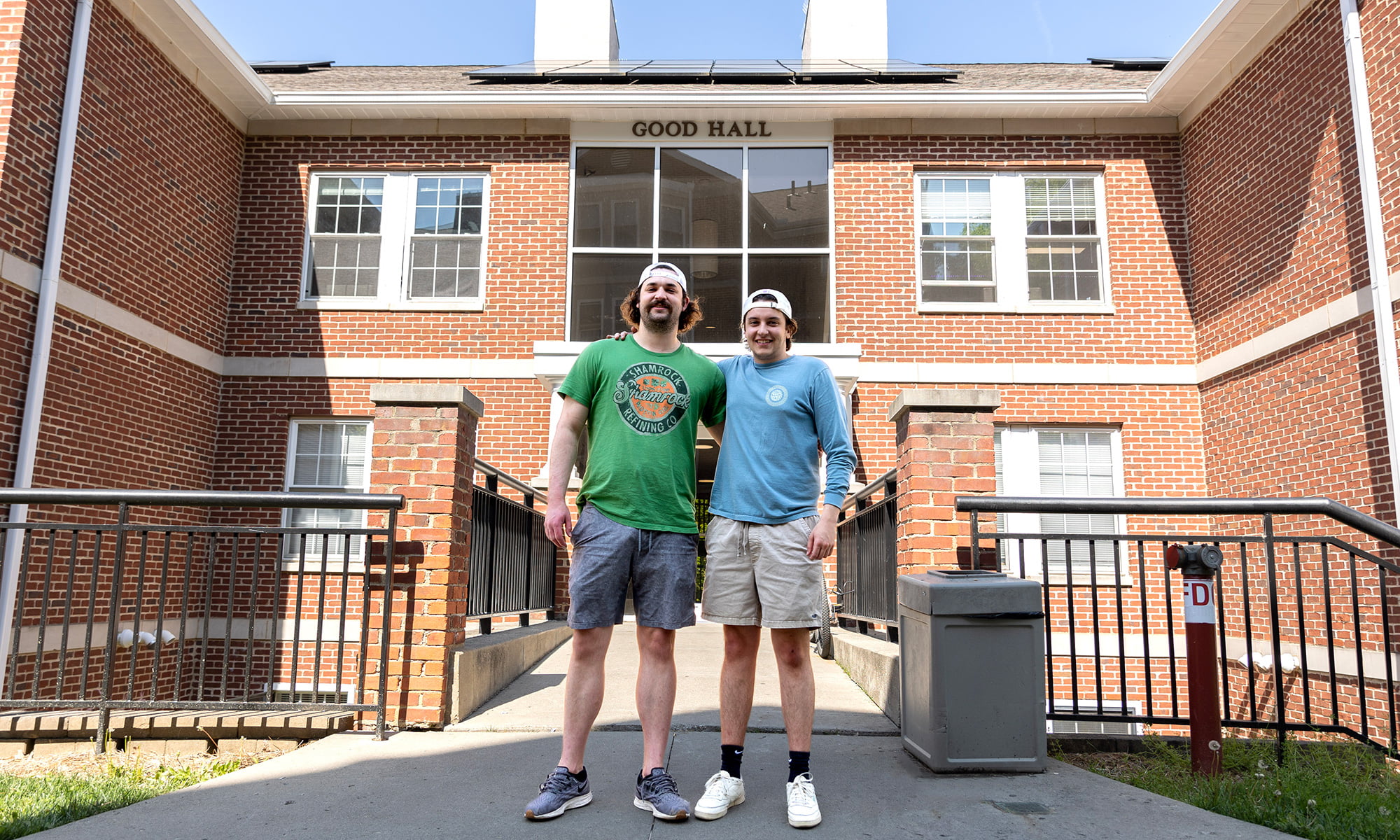 Will Duquette and Turner Schwiebert outside Good Hall