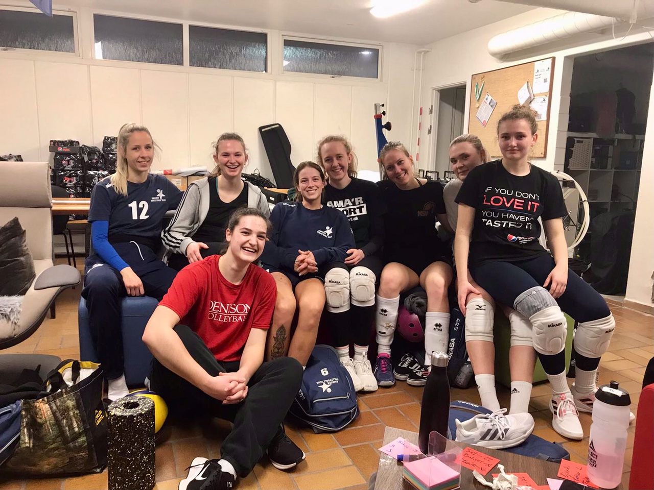 Lucy Anderson, wearing a Denison T-shirt, stayed in game shape while training with a club team in Copenhagen, Denmark. (Credit: Lucy Anderson)