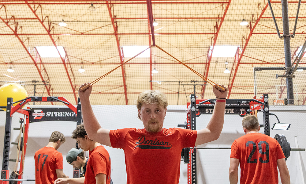 The Big Red baseball team spent the afternoon training in the weight room.