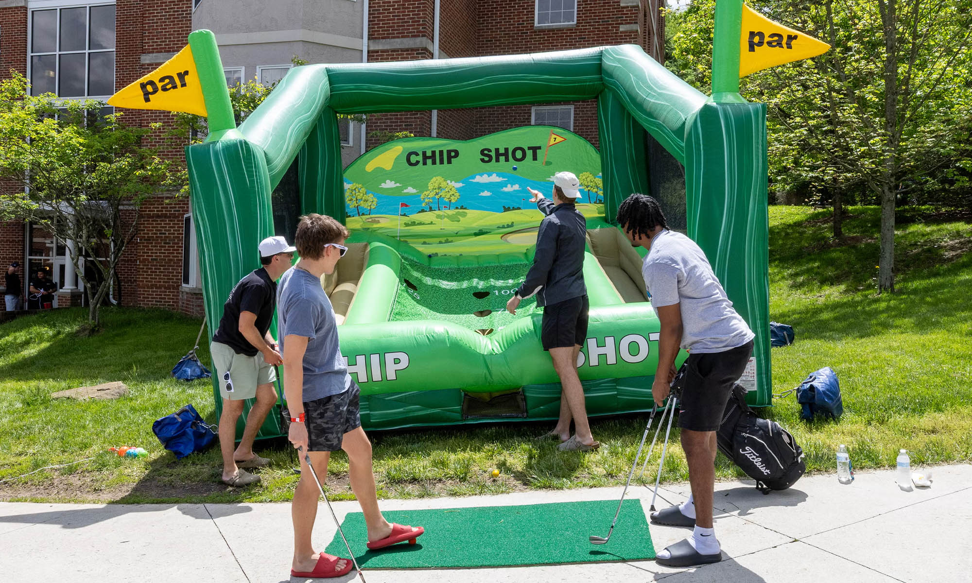 Students play a game.