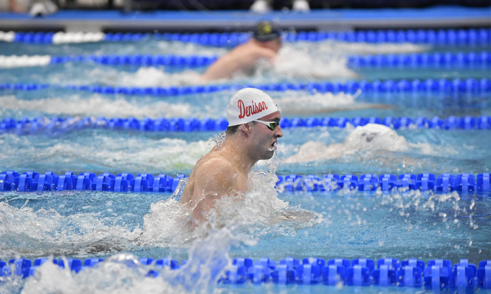 Patrick Daly ’25 swimming in the 200 breaststroke.