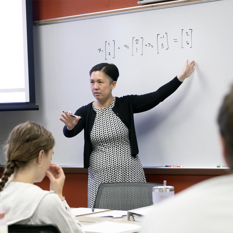 Mathematics Professor May Mei leads a class.