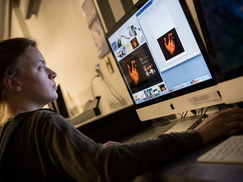 Art History student working on a computer