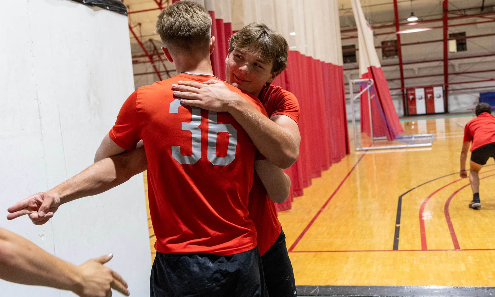 The Big Red baseball team spent the afternoon training in the weight room.