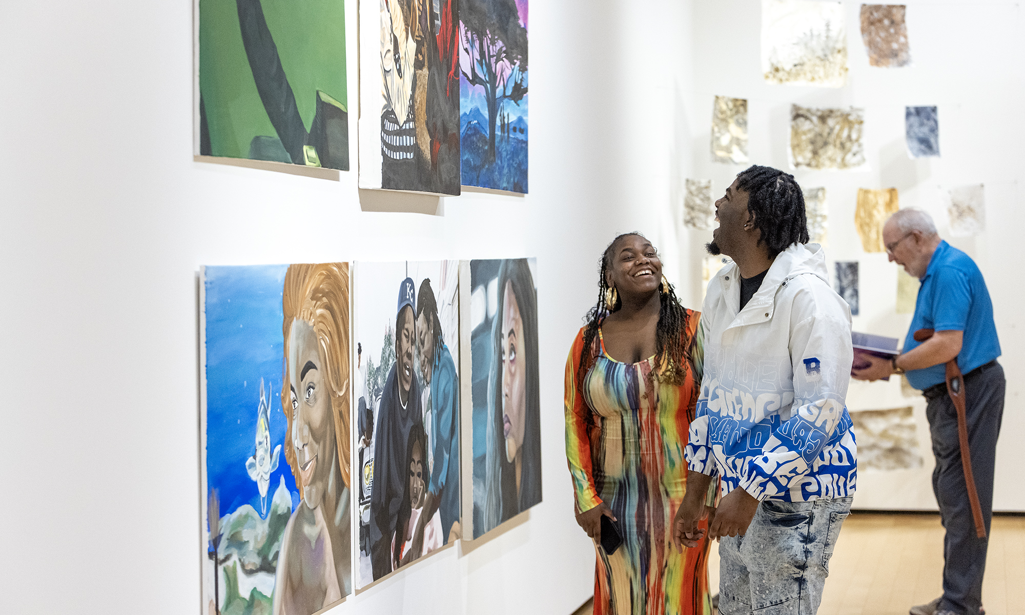 People observe art.