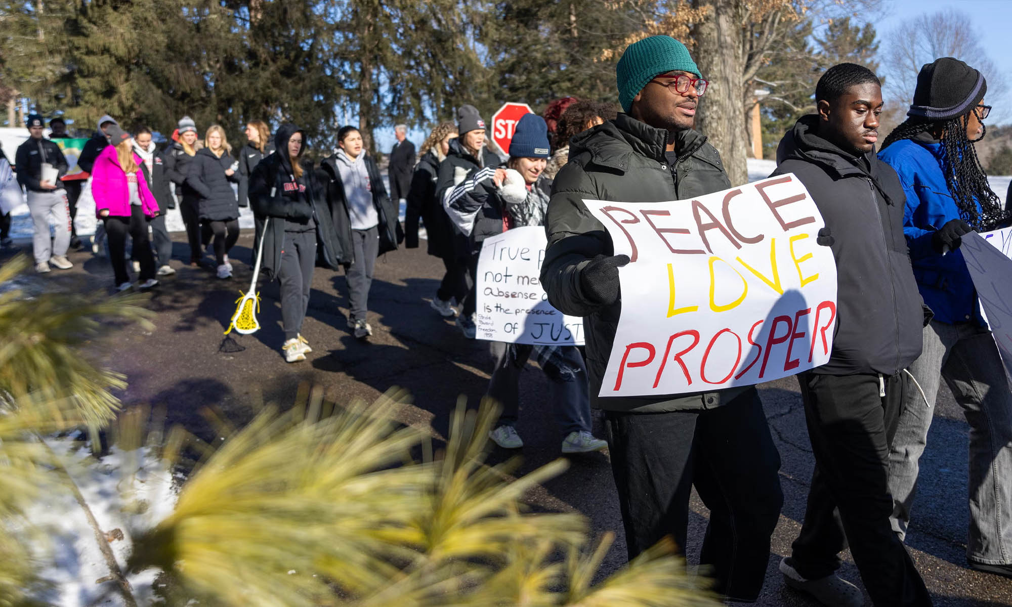 Student participate in the traditional MLK Legacy March from Slayter Hall to the Mitchell Center.