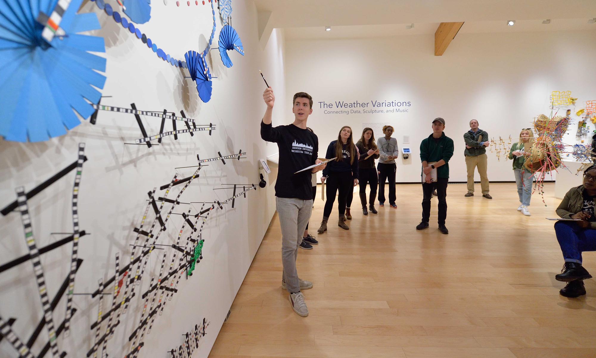 A class tours the Denison Museum.