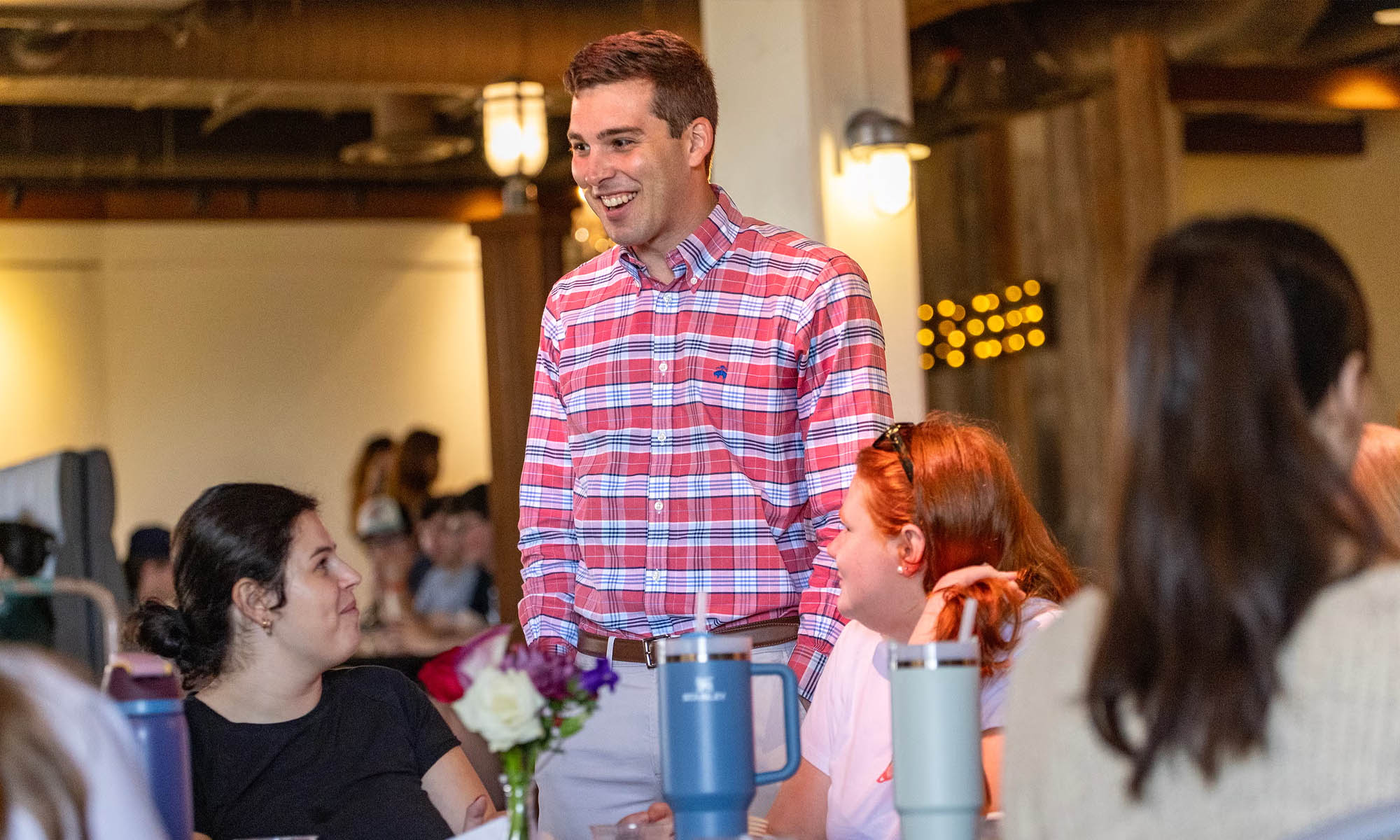 Nathan Graves speaks to students.