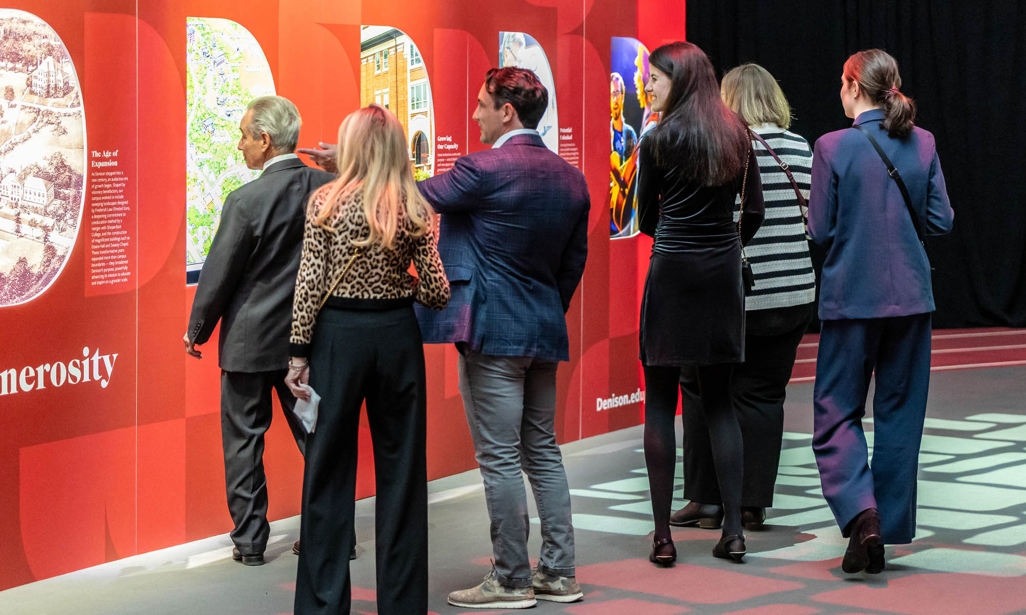 Denison alumni and friends view displays to learn more about the Denison Campaign.