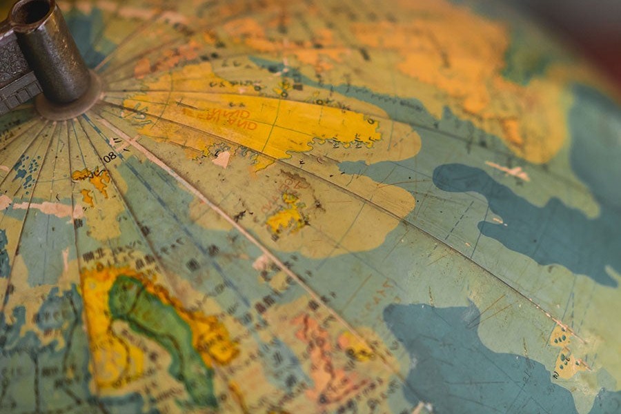 Closeup image of a globe