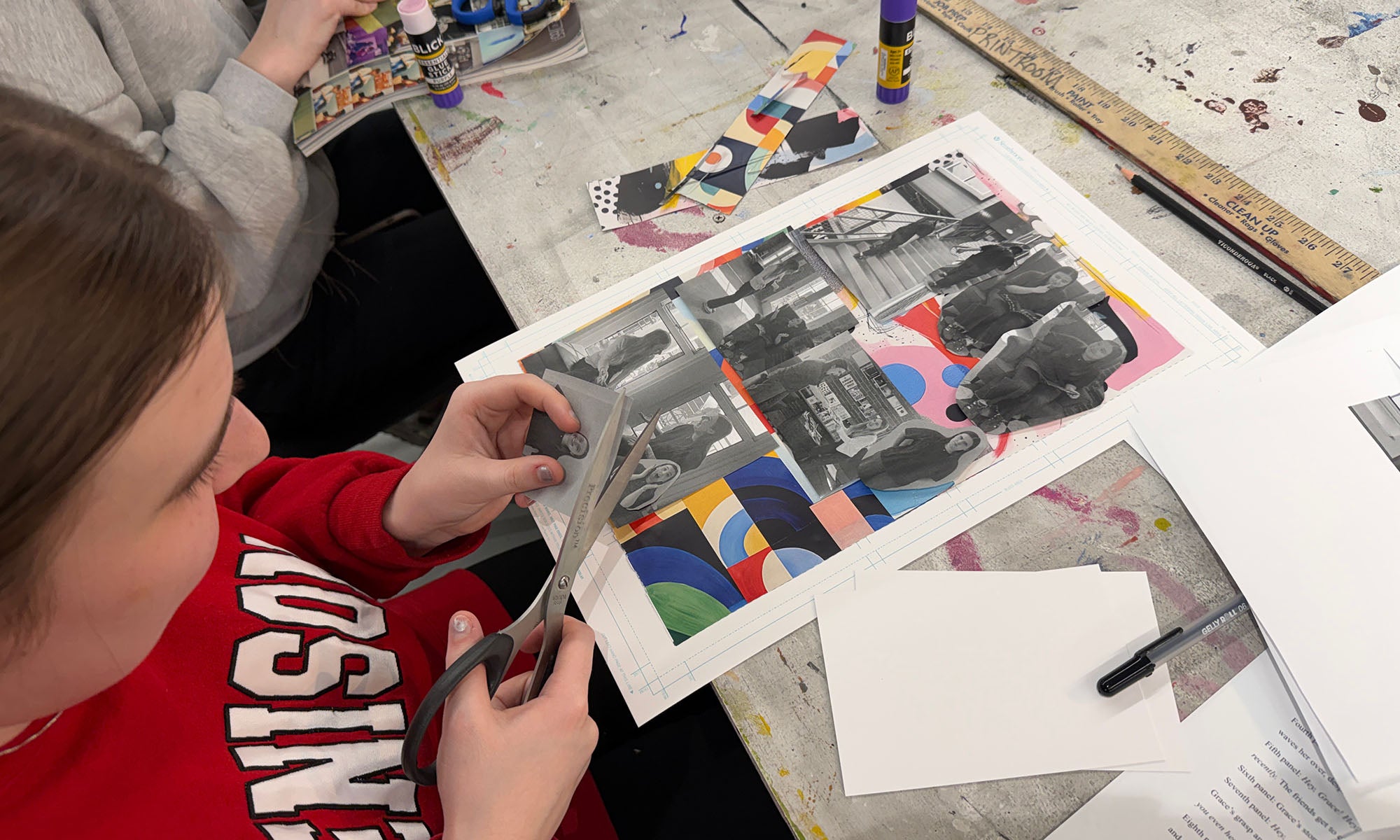 A student works on their art project.