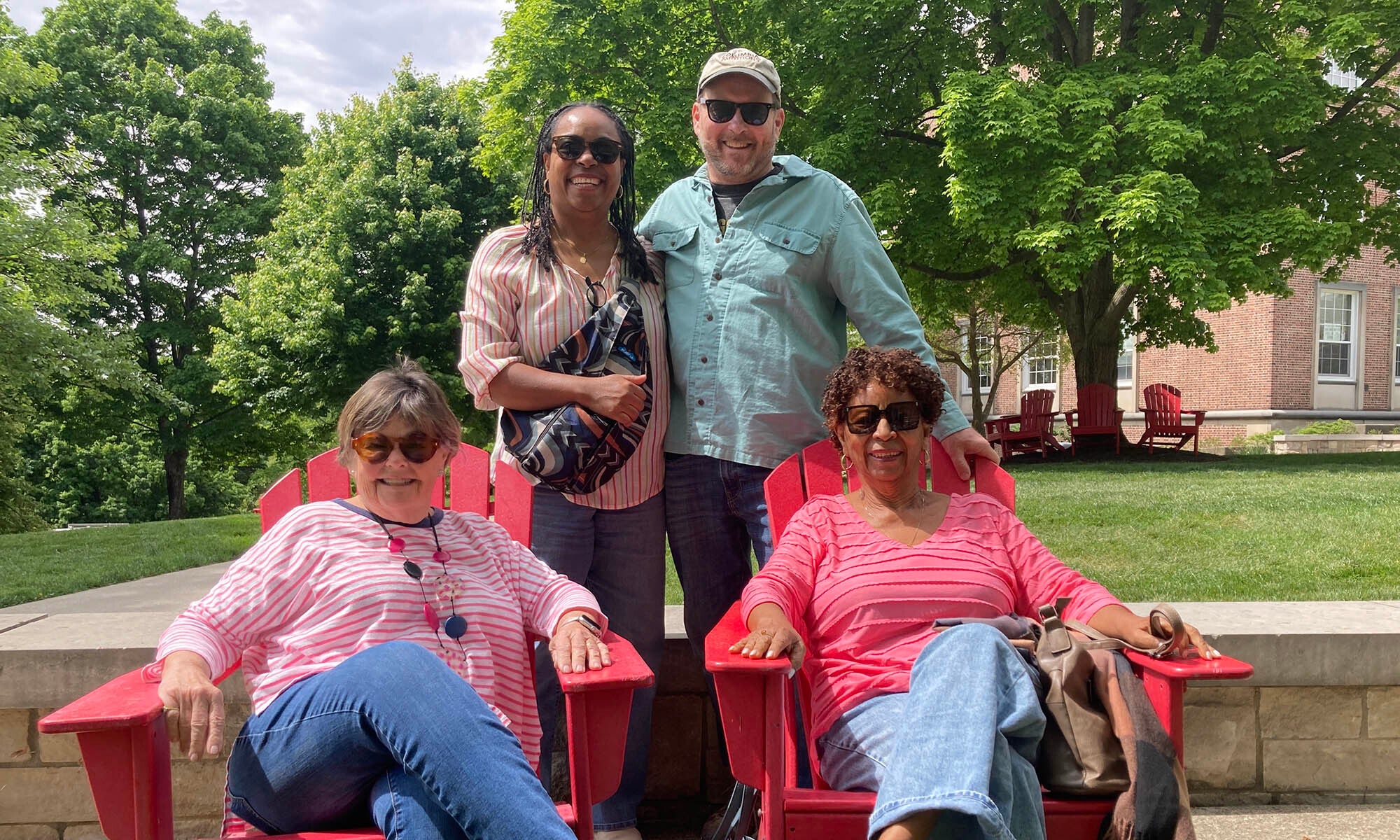 Family of a Denison senior tours campus on the day before Commencement.