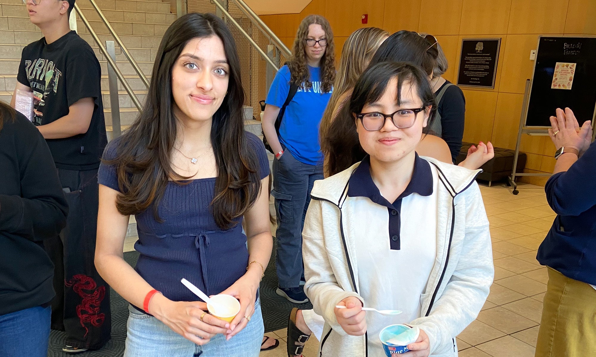 Students eating ice cream in Talbot Hall
