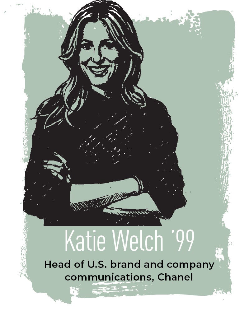 Illustration of Katie Welch ’99 Head of U.S. brand and company communications, Chanel